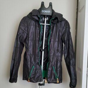 Moncler Jacket Black Women US S Green Zipper Cool